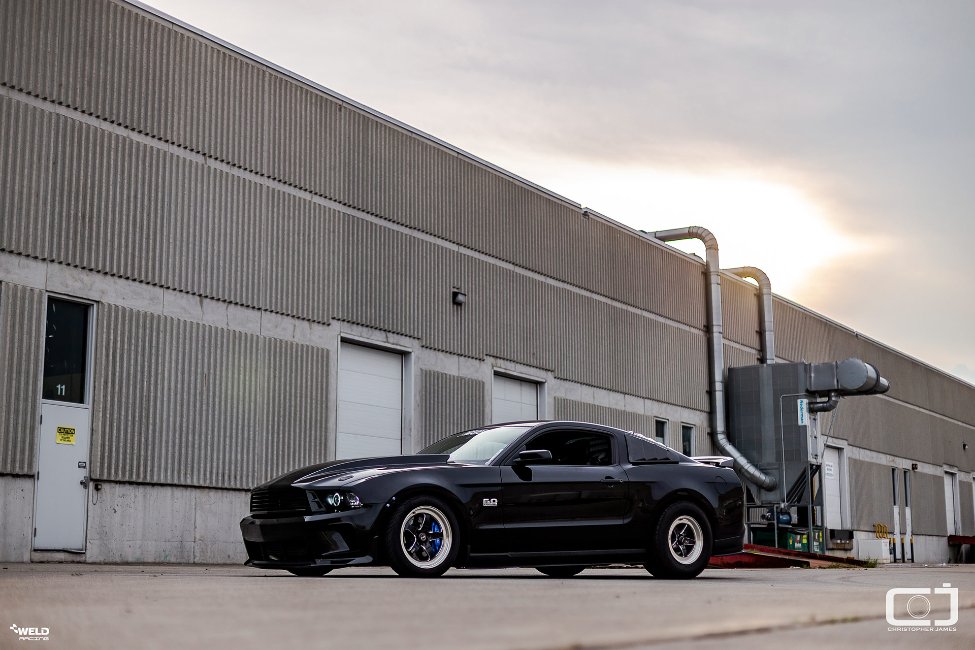 Black Ford Mustang 5.0 S197 - WELD S71 Three-Piece Forged Wheels