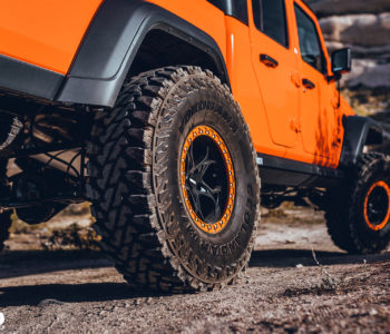 Orange Jeep Gladiator - WELD Ledge Beadlock Offroad Wheels - Satin Black w Orange Ring
