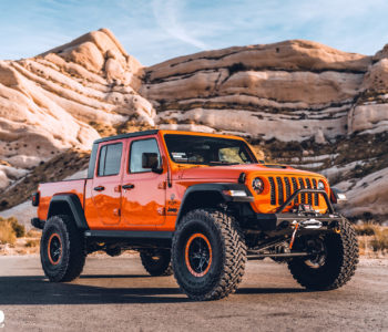 Orange Jeep Gladiator - WELD Ledge Beadlock Offroad Wheels - Satin Black w Orange Ring
