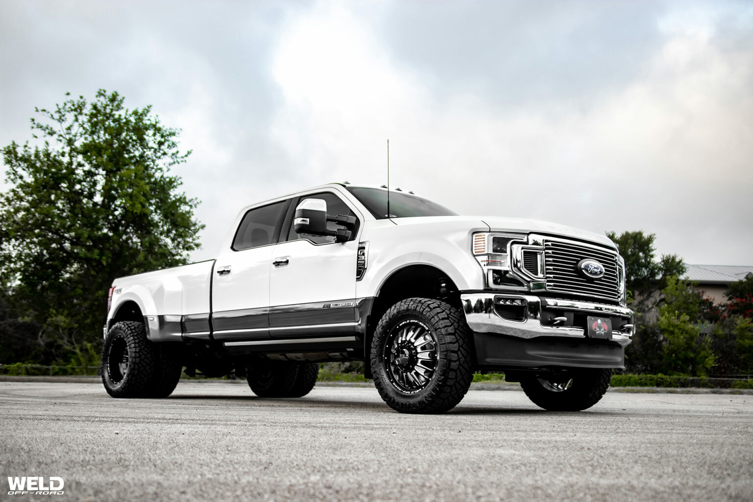 Ford King Ranch White F350 With Black Wheels WELD Wheels